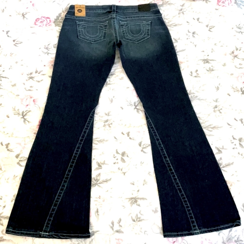 ASO✨NWT Y2K RareUSA🇺🇸 True Religion Joey Flare Beatnik Dark Blue LowR Wm Jean 29 - Picture 2 of 12